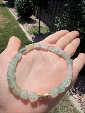 Natural Burmese Type A high Icy Jadeite Jade Freeform Beaded Bracelet